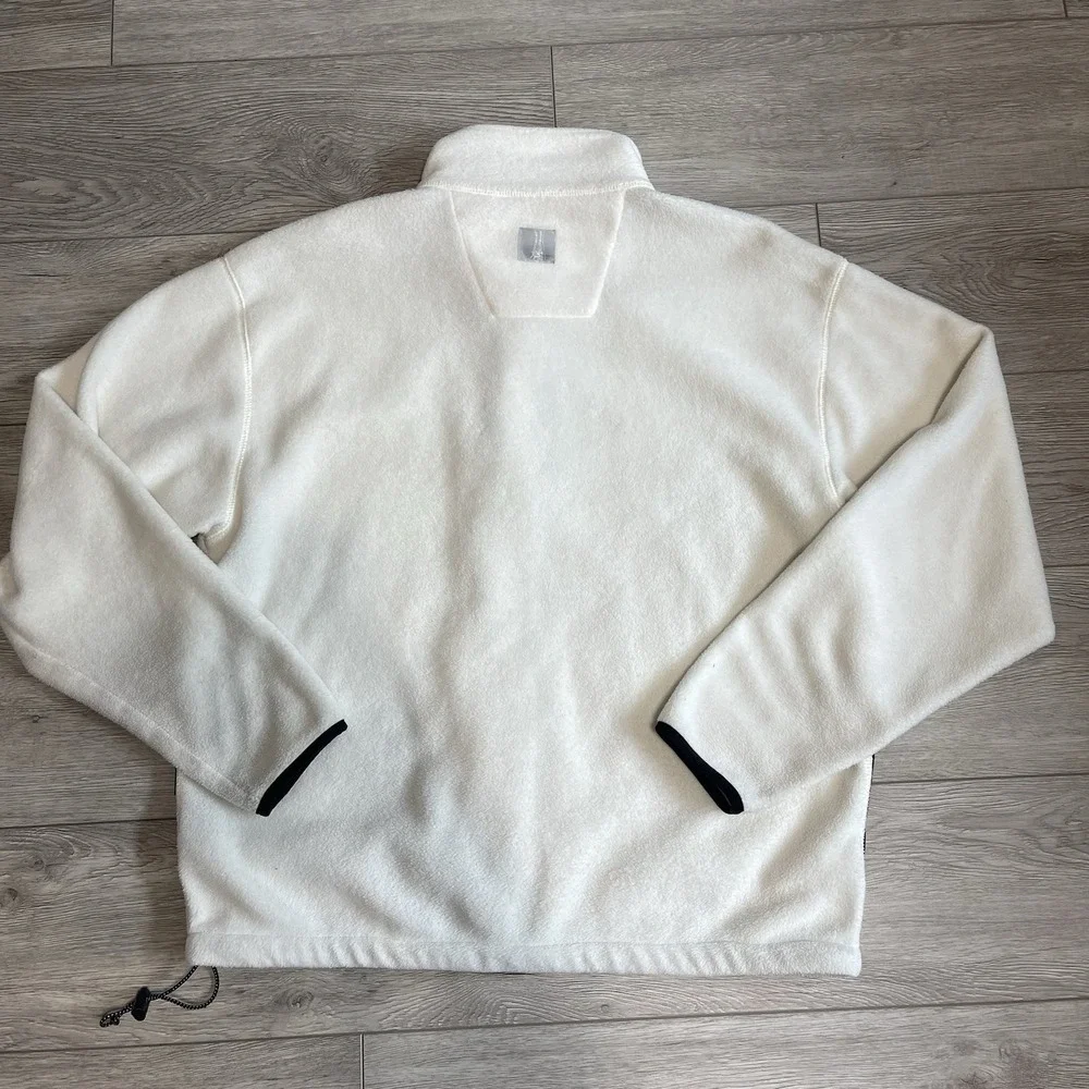 Vintage Nautica Competition Nautech White/Cream Fleece Made In USA Mens Large